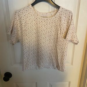 American Eagle cropped floral ribbed knit top size XL